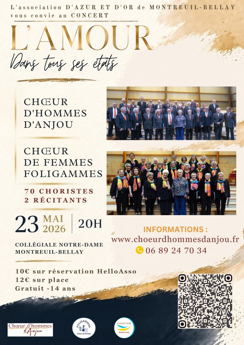 CONCERT "L'Amour dans tous ses états" par le Choeur d'Hommes d'Anjou et la chorale Foligam